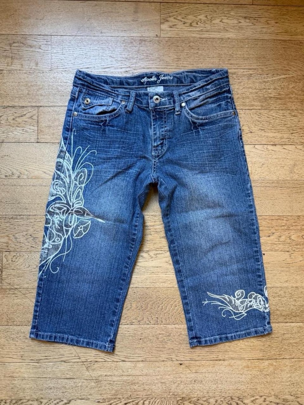 Y2K Tattoo Print Apollo Jeans Cropped Denim Loose Capris